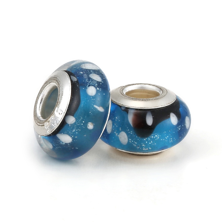 Bộ 2 Hạt Pha Lê Chất Lượng Cao Màu Xanh Dương Dùng Làm Vòng Tay Diy