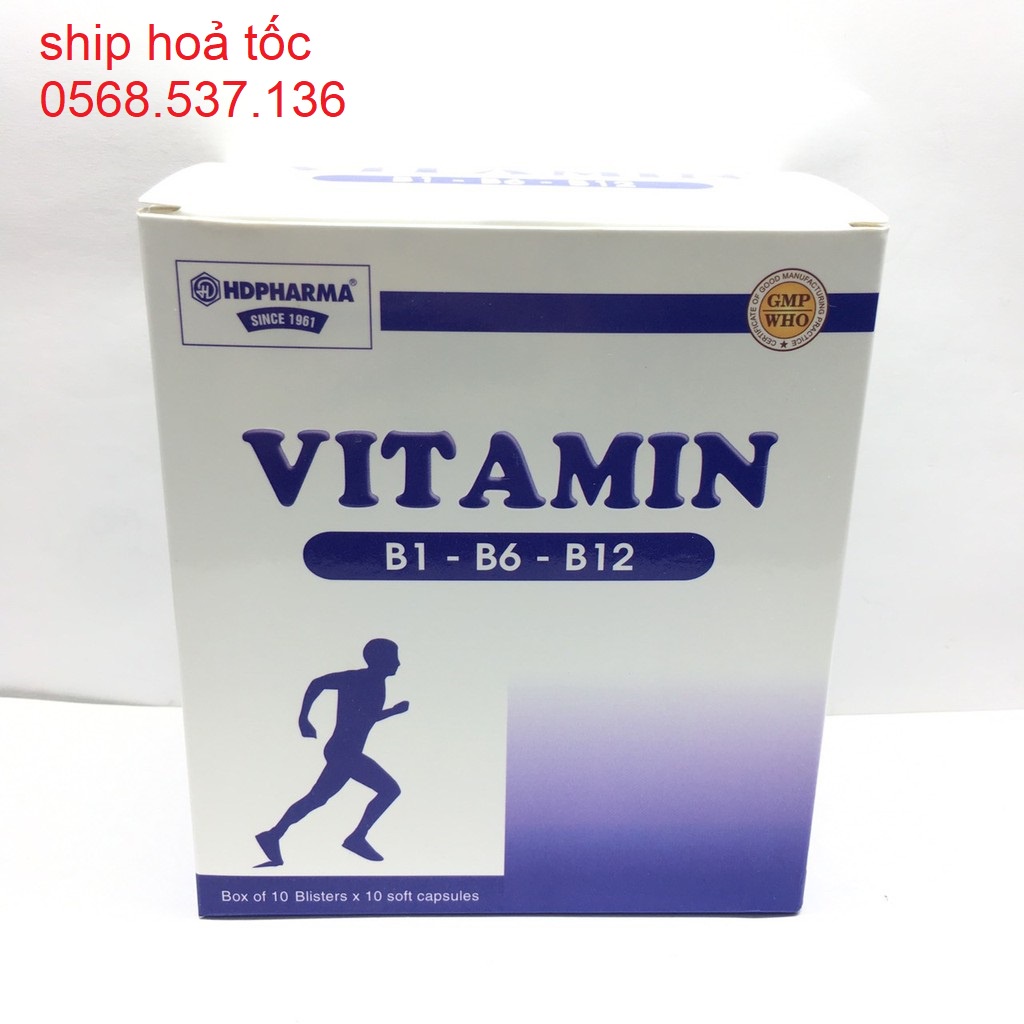 Vitamin 3B Vitamin B1-B6-B12 Bổ Sung Vitamin, Khoáng Chất HDPharma Hộp 10 vỉ