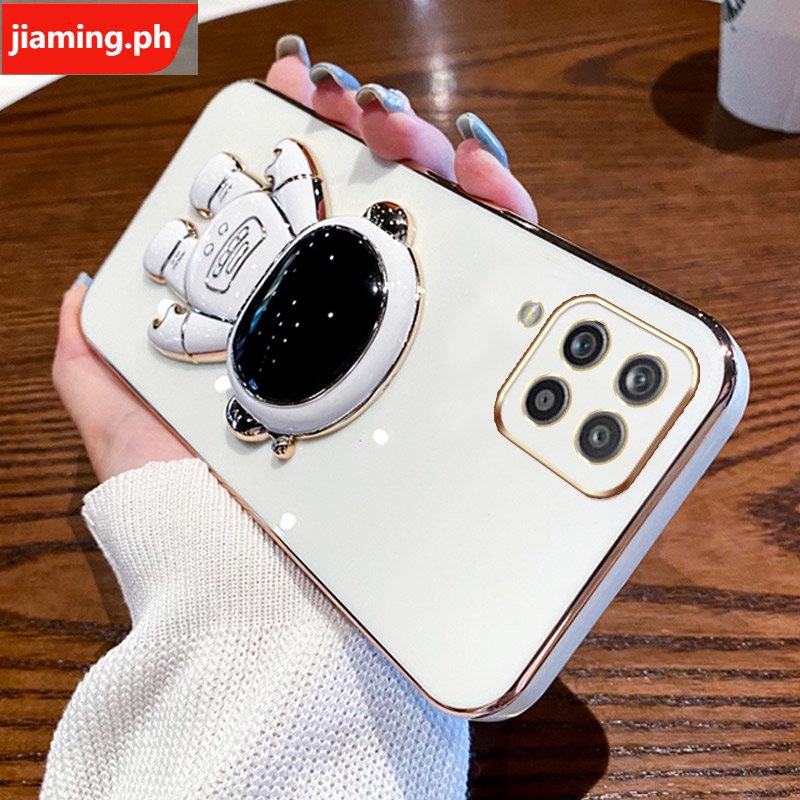 Ốp Điện Thoại Mềm Mạ Điện Hình Phi Hành Gia 3D Có Giá Đỡ Cho Samsung A12 5G M12