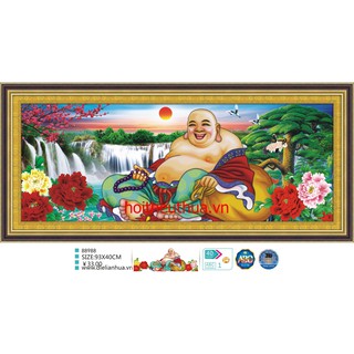 Tranh thêu chữ thập 3D Phật Di Lặc. Kích thước: 93x40cm