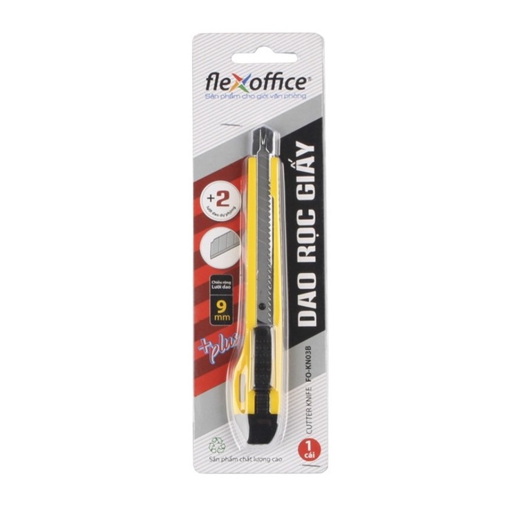 [ Chính hãng ] Dao rọc giấy Flexoffice FO-KN03B, màu ngẫu nhiên ( 1 cây / vỉ ) hàng có kiểm tra chất