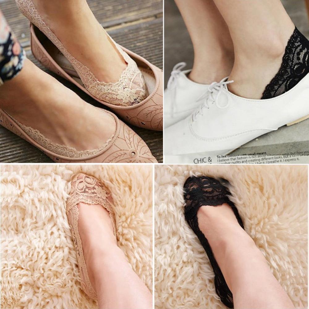 Tất ren cotton cổ ngắn cho nữ