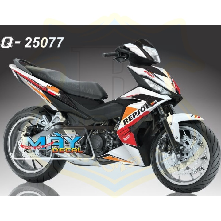 ( Quí khách vui lòng mang ra tiệm cho thợ dán ) Tem winner Repsol trắng