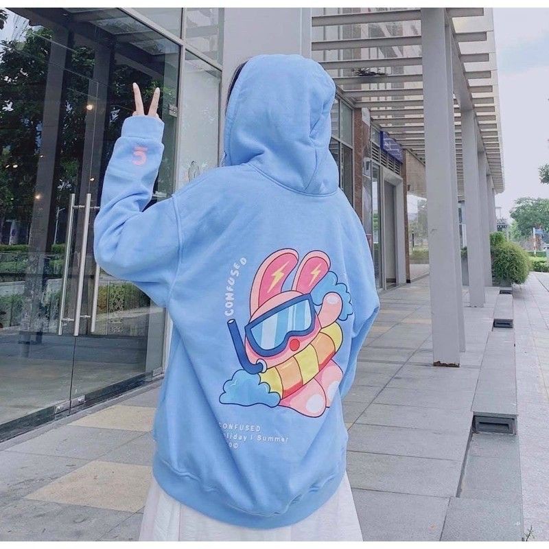 👫𝗟𝗼𝗮̣𝗶 𝗱𝗮̀𝘆🌿 áO Khoác Nỉ Hoodie dây kéo in Thỏ đeo kính Nam Nữ Hooide Mới | BigBuy360 - bigbuy360.vn