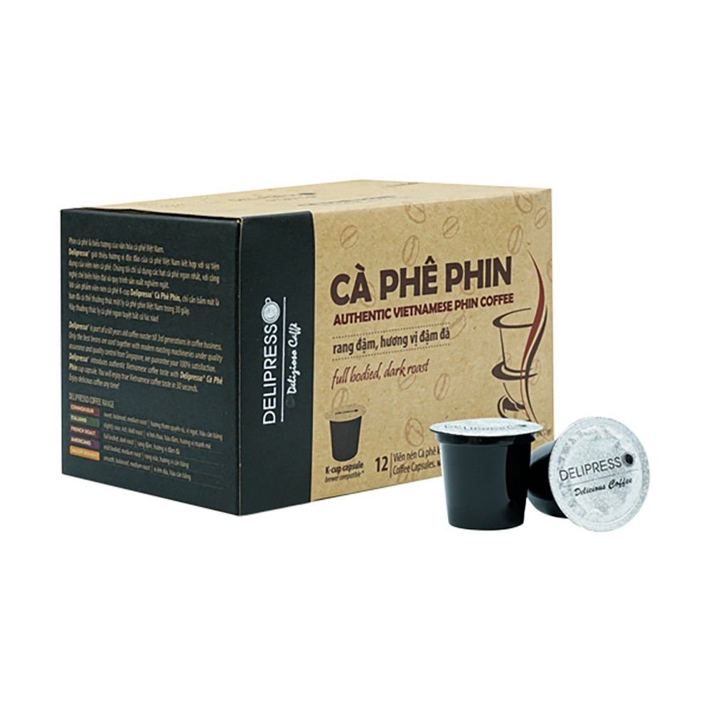 Cà Phê Viên Nén - Delipresso - K-Cup - Cà Phê Phin - 12 viên x 12g - Phương Vy Coffee