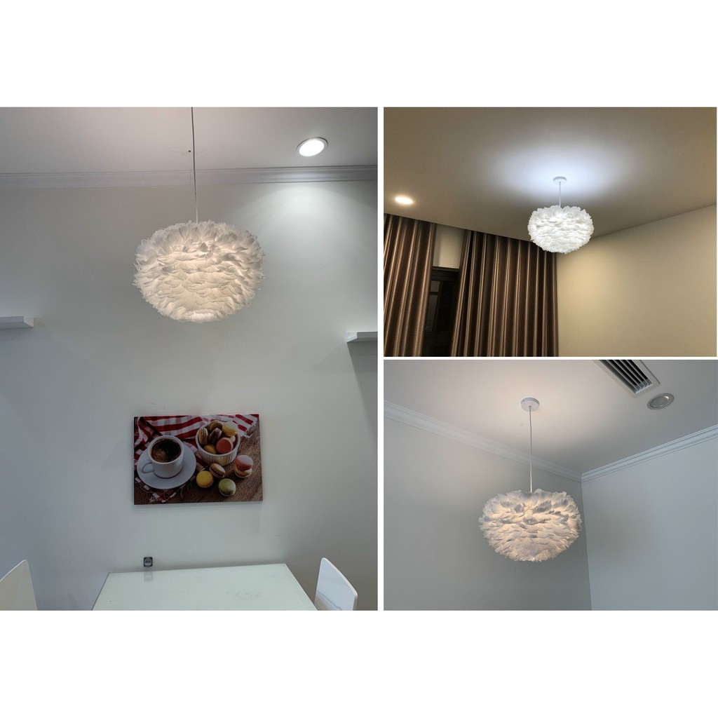 Đèn chùm MONSKY HERIN lông vũ độc đáo, hiện đại loại 50cm - kèm bóng LED chuyên dụng