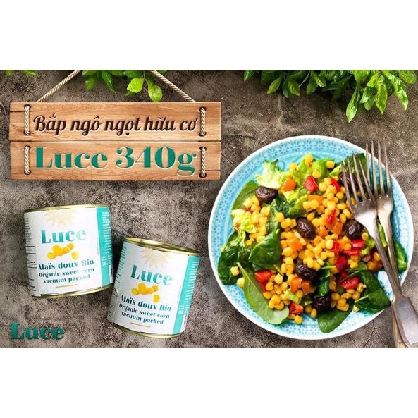 Bắp Ngô Ngọt Hữu Cơ Luce 340g - Organic weet Corn Vacuum Packed Luce 340g