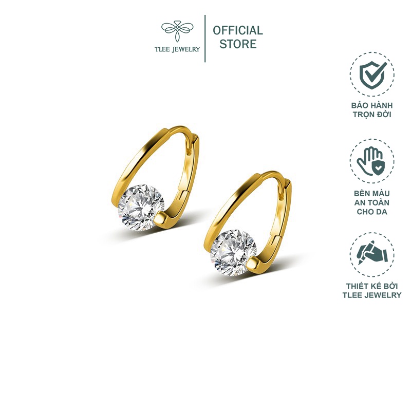 Khuyên tai bạc nữ TLEE Swings đính đá lấp lánh TleeJewelry B0108