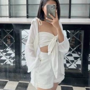 Set 3 món ÁO KHOÁC+ÁO TRONG CỘT NƠ (MÚT NGUC)+QUẦN ĐÙI đi biển SIÊU XINH,hàng chuẩn shop_set3mau