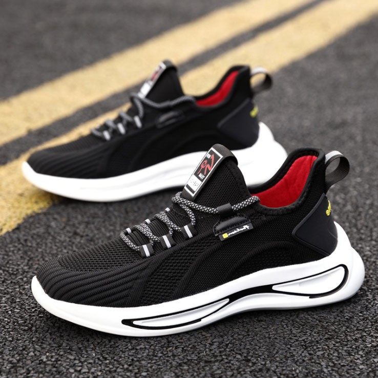 Giày sneaker nam Đen trắng đế viền Eric fashion, giày thể thao nam G1568