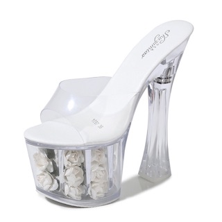 dép cao gót đế hoa hồng 17cm mã HI096