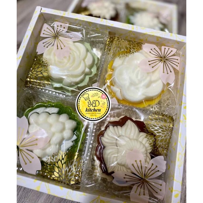 Set 95-100 khay túi dán bánh trung thu 200g, bánh rau câu trung thu 9-10cm mẫu 2022