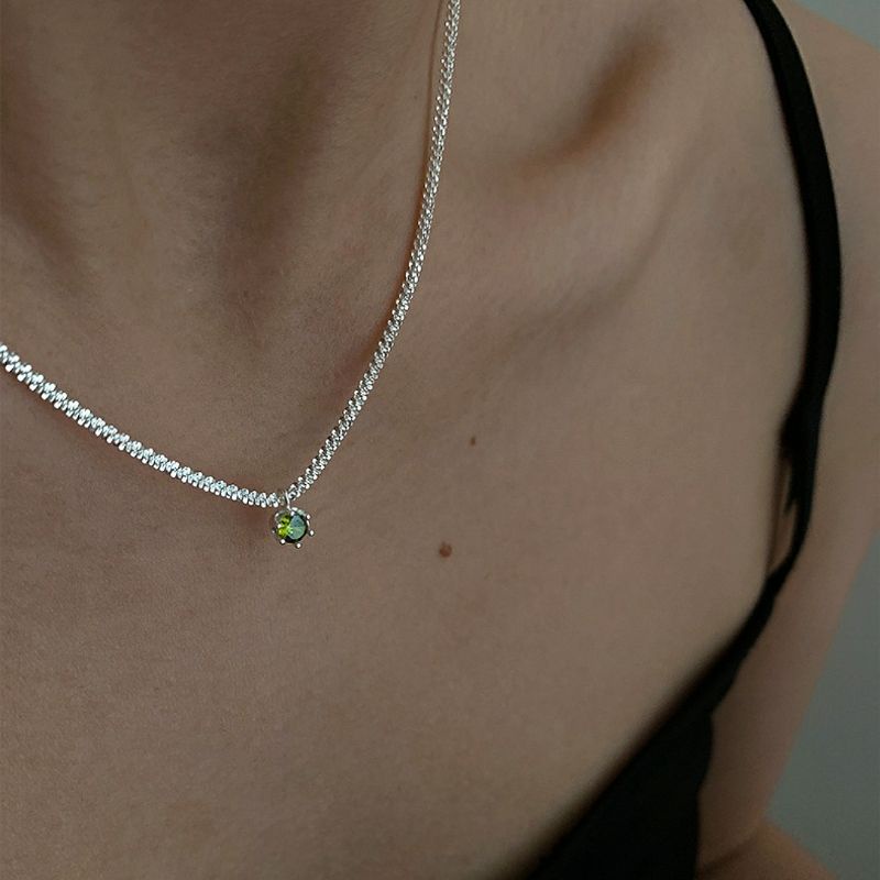 Dây chuyền hoa tuyết đá xanh nhân tạo. Cam kết 100% bạc s925