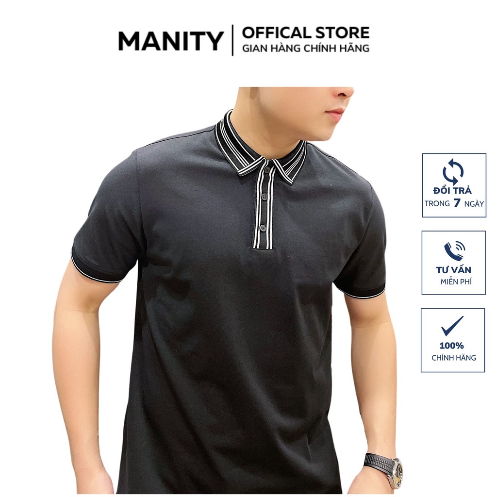 Áo Polo nam vải cá sấu cao cấp, áo thun nam cổ bẻ phối cổ 2 màu sang trọng MANITY - PLM001