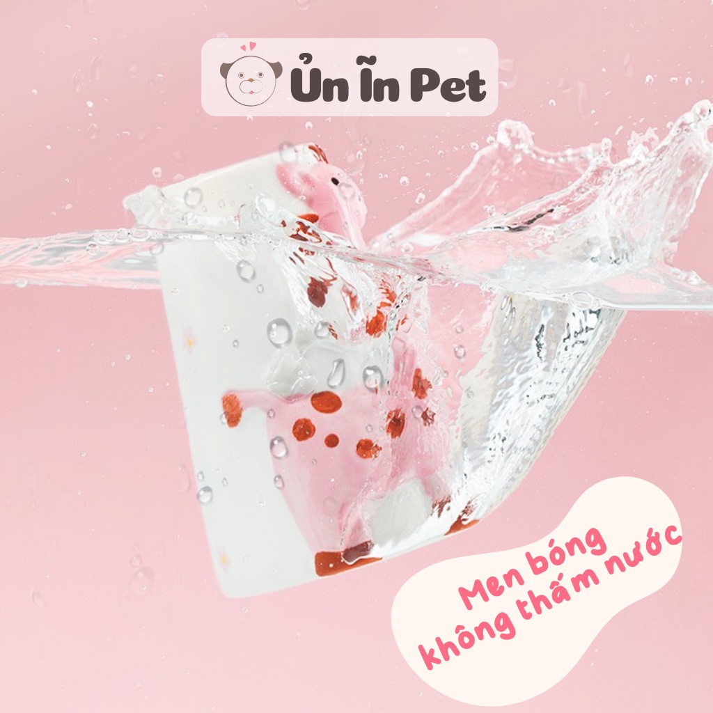 Đế bình nước sứ hươu dễ thương cho hamster, sóc, bọ, nhím