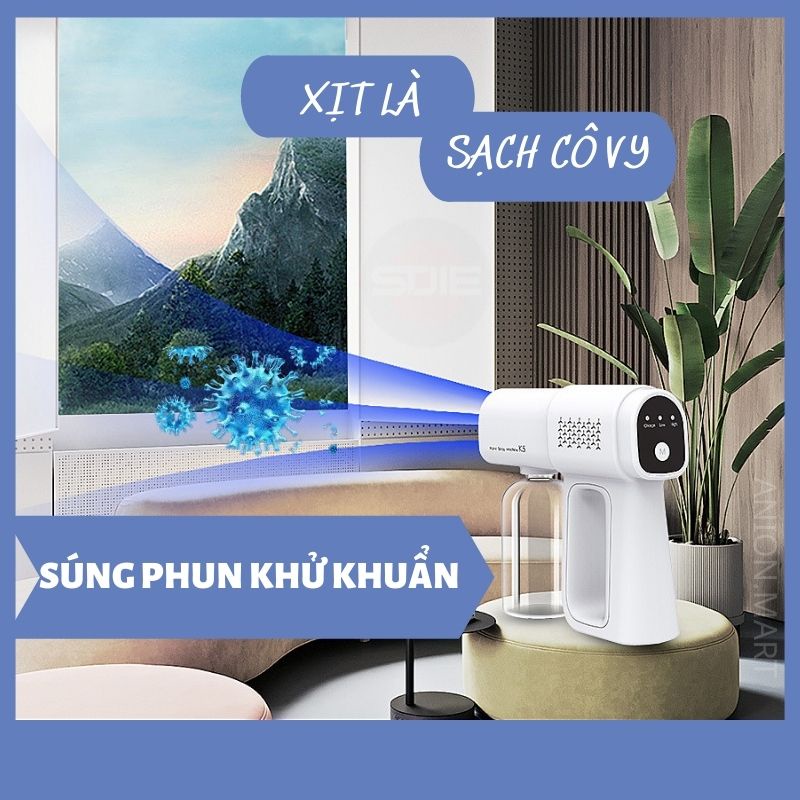 Súng phun khử khuẩn Nano Spray Machine K5 - Máy xịt khử khuẩn cầm tay pin sạc, Diệt 99,9% Vi khuẩn [Bảo Hành 1 Đổi 1]