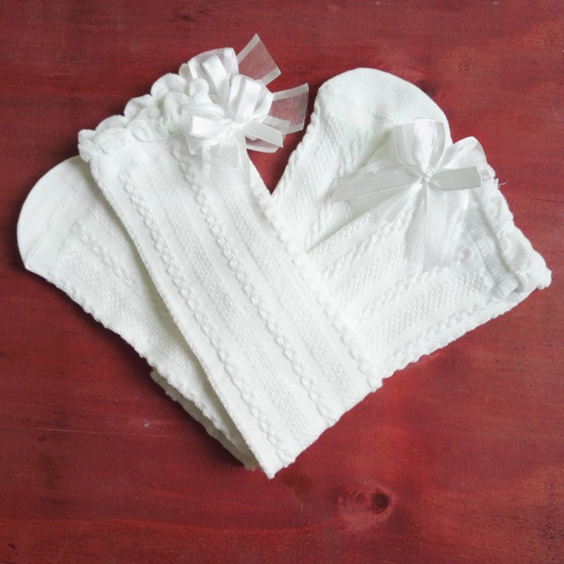 Vớ Cotton Cao Đến Đầu Gối Mềm Mại Đính Nơ Dễ Thương Dành Cho Bé