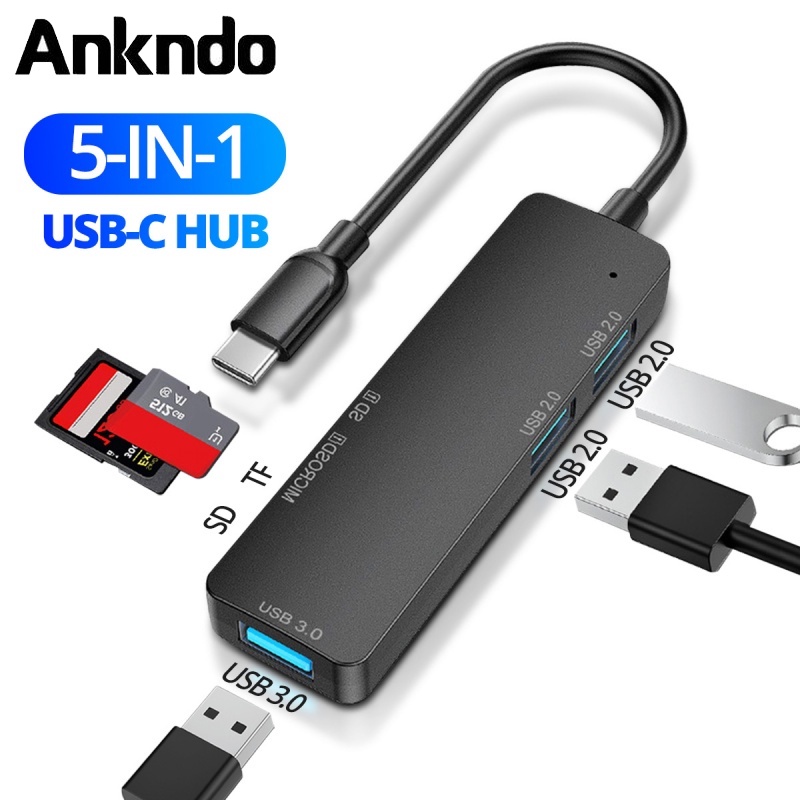 Bộ Chia Cổng ANKNDO Usb 3.0 Hub Type C 5 Trong 1 Tf Sd Cho laptop táo