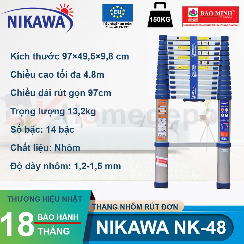 Thang nhôm rút đơn Nikawa NK-48