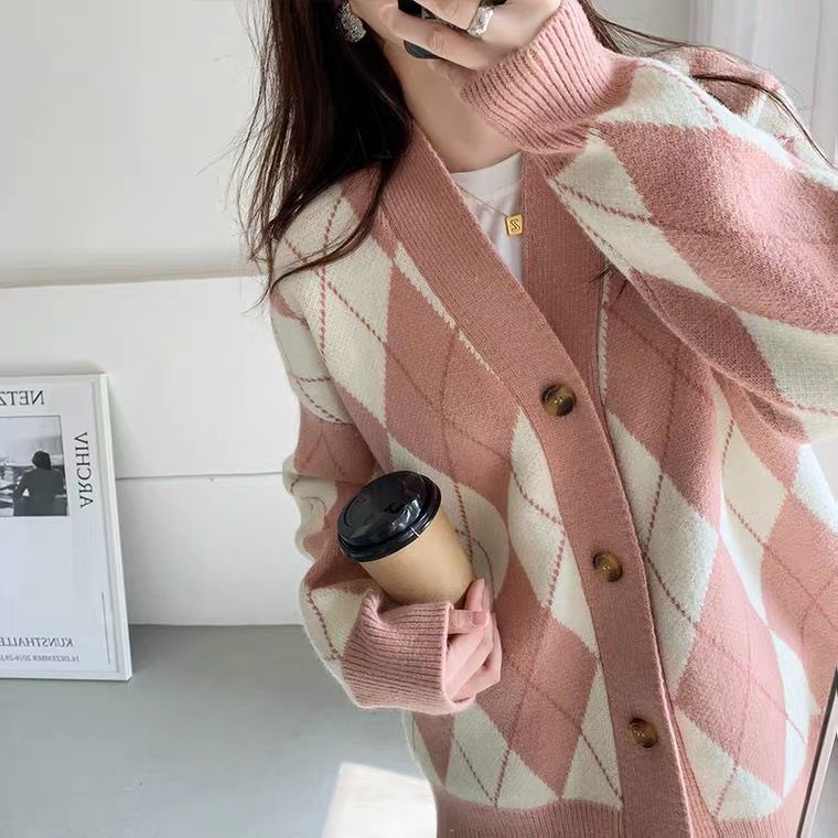 Áo khoác cardigan/ Áo không tay vải dệt kim dáng rộng họa tiết sọc phong cách Anh Quốc cho nữ 2021 (có bán lẻ) | BigBuy360 - bigbuy360.vn