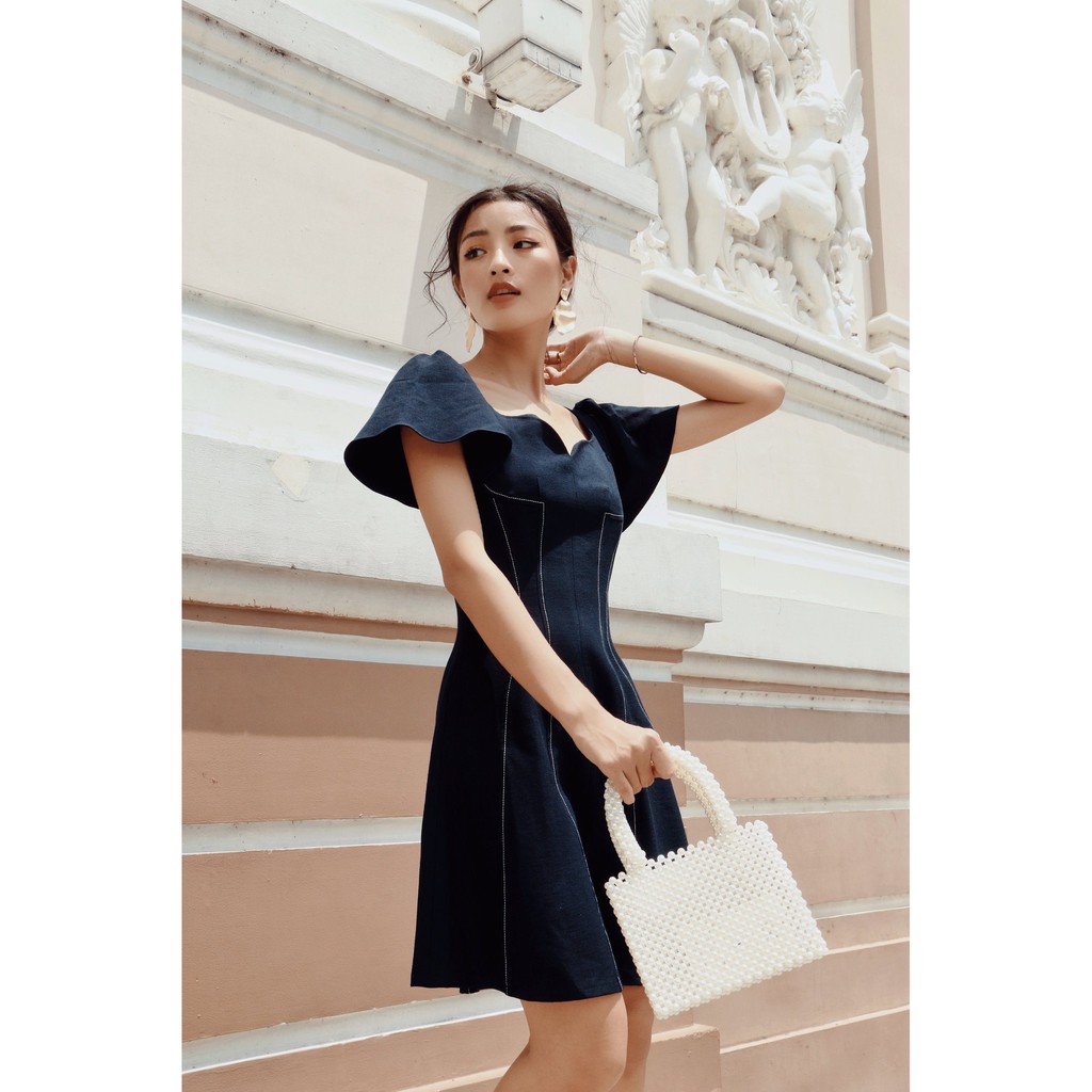 AMBER - Đầm cổ tim Koche xanh navy | BigBuy360 - bigbuy360.vn