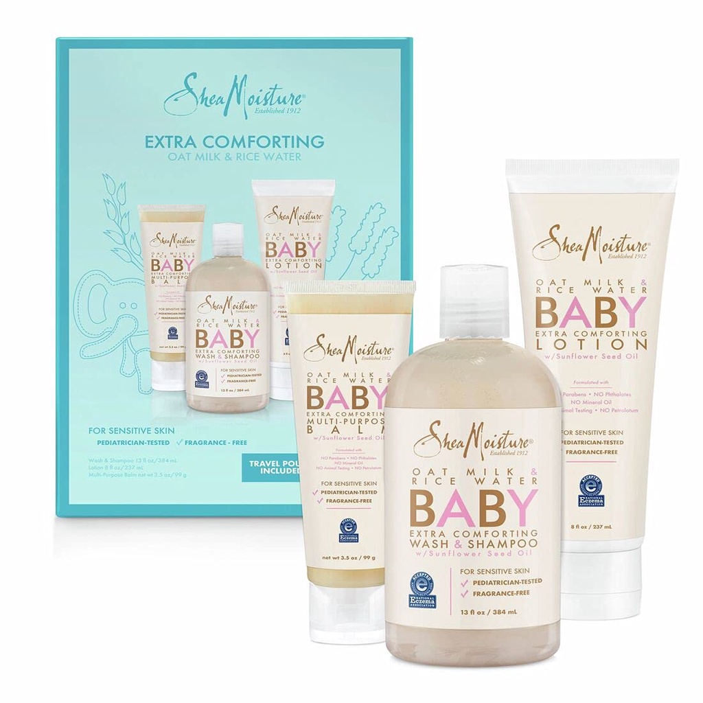 Bill US - Dầu gội &amp; tắm 2in1 cho da bé Shea Moisture Unscented Baby Wash &amp; Shampoo with Oat Milk &amp; Rice Water 38