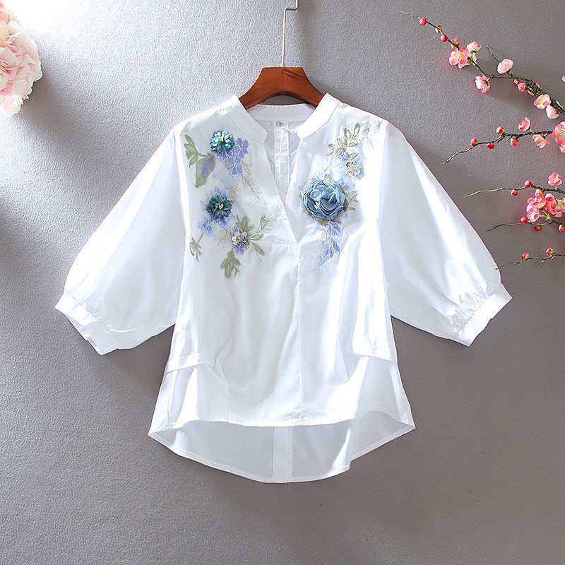 Áo Thun Nữ Plus Size Thêu Hoa Hồng