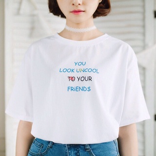 Áo thun nữ unisex màu trắng in chữ you look
