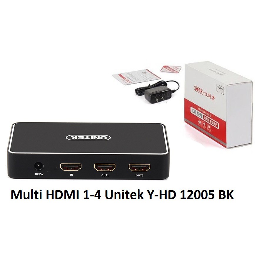 Multi HDMI Bộ chia tín hiệu HDMI từ 1 CPU ra nhiều màn hình Unitek ra 2 màn hình Y HD 12004, 4 màn hình Y HD 12005
