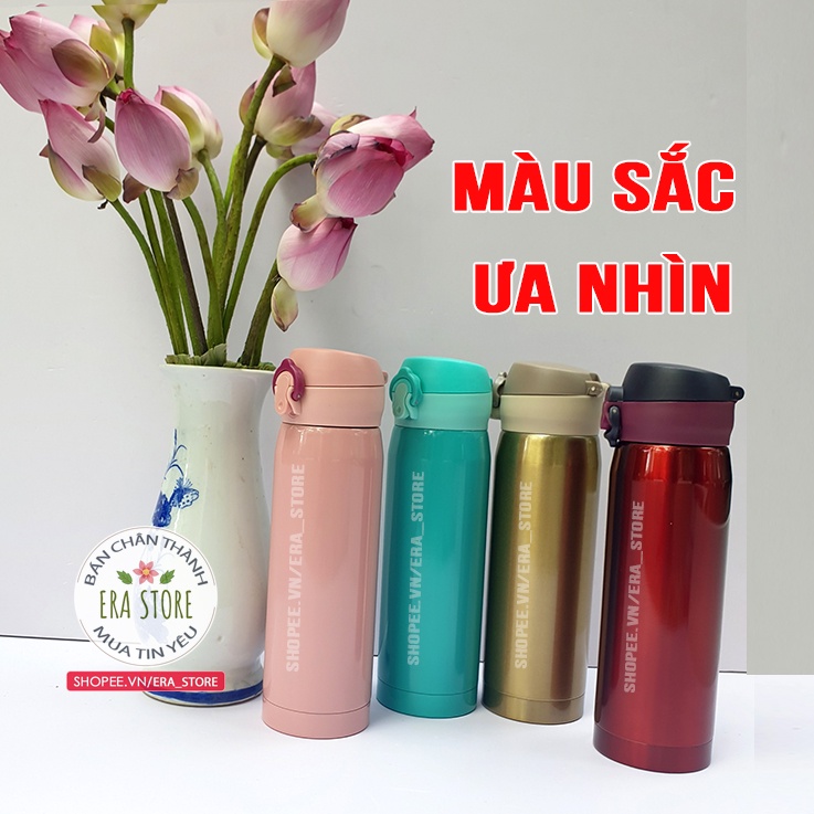 Bình giữ nhiệt 500ml lõi inox 304 an toàn siêu giữ nhiệt thép không gỉ 4 màu sắc xinh xắn nhỏ gọn tiện lợi