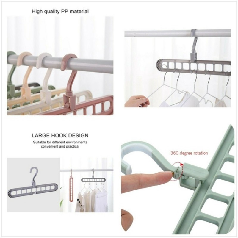 Móc Treo Cà Vạt / Áo Khoác Ngoài Ban Công 9 Lỗ Xoay Được Bằng Nhựa