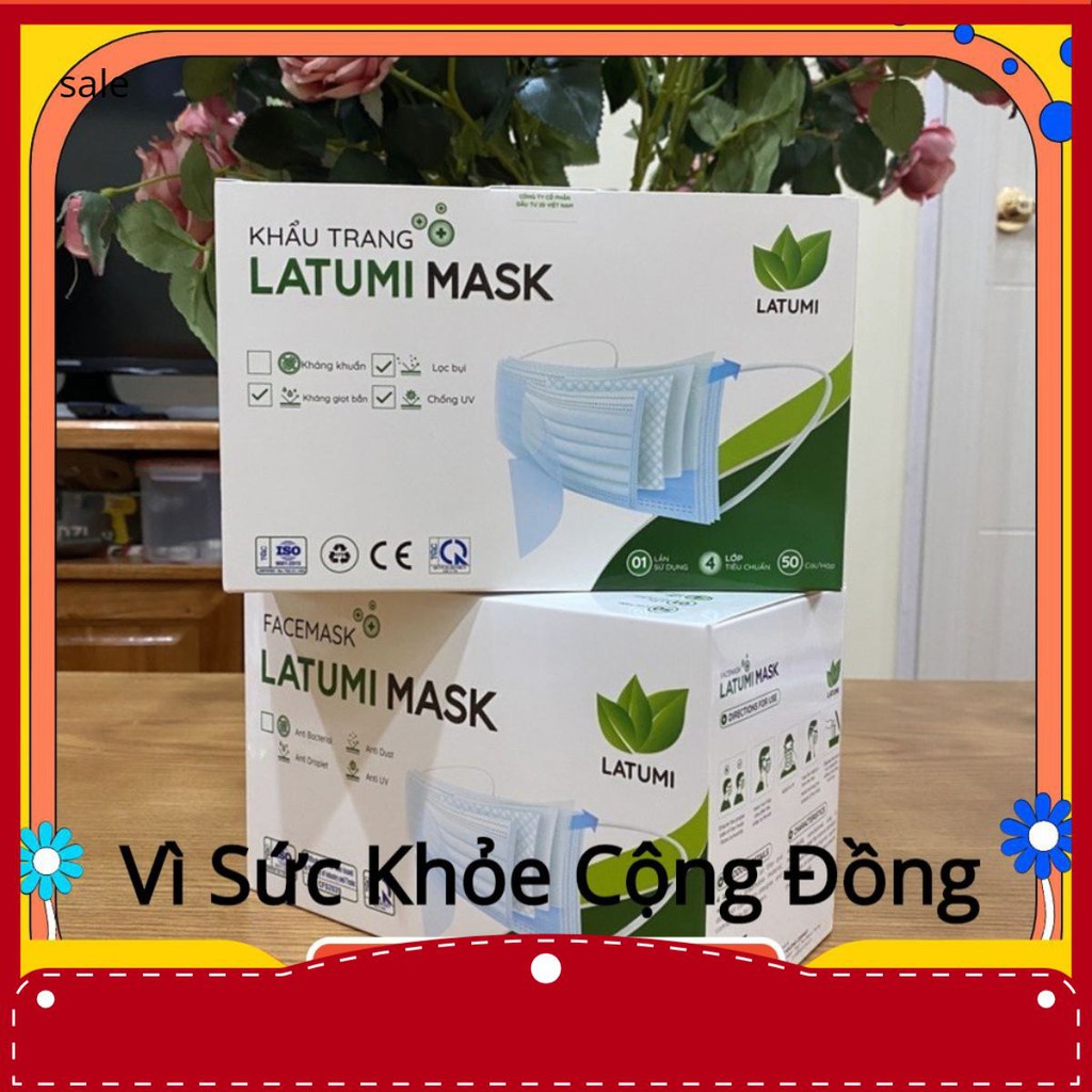 [COMBO 2 HỘP] Khẩu Trang Y Tế 4 Lớp Lọc Khuẩn 99% Cao Cấp LATUMI Phòng Chống Vi Khuẩn Qua Đường Hô Hấp sasukenaruto