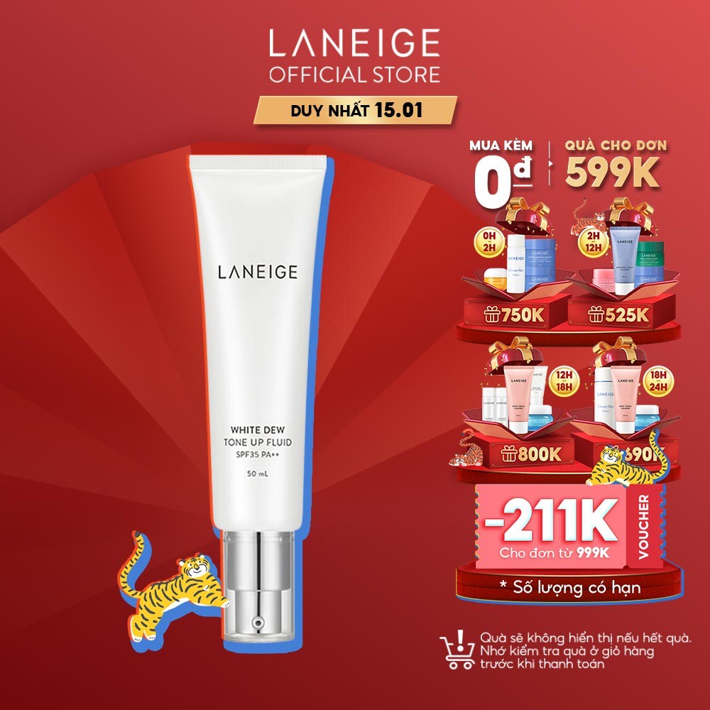 Sữa dưỡng trắng nâng tông da Laneige White Dew Toneup Fluid 50ml