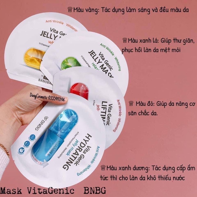 Mặt Nạ Viên Thuốc BNBG Vita Genic ❤️ Mặt Nạ Vitamin đủ 4 màu ❤️ Cam kết chính hãng - 20ml | Thế Giới Skin Care