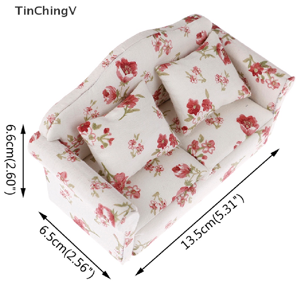 Mô Hình Ghế Sofa Đôi Vintage Trang Trí Nhà Búp Bê Tỉ Lệ 1: 12