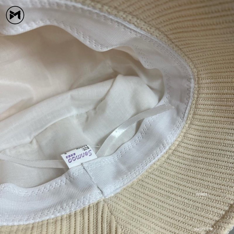 Mũ Tai Bèo Nhung Kẻ Thêu Chữ Phong Cách Thời Trang Vintage Nhật Bản