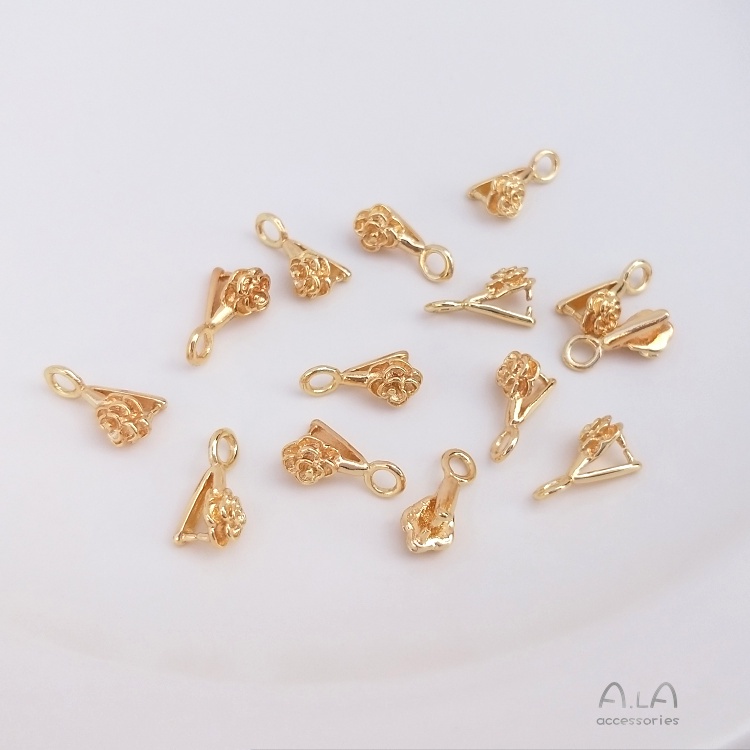 Dây Chuyền Mạ Vàng Hồng 14K Mặt Hình Bông Hoa Xinh Xắn Cho Nữ