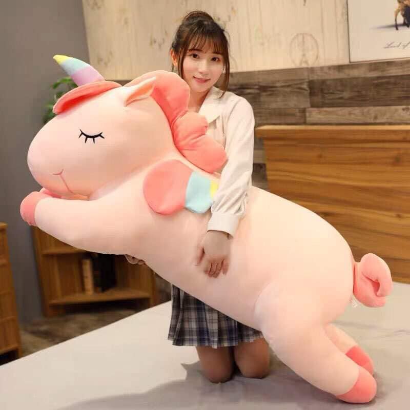 Gấu bông kì lân pony, kỳ lân unicon 1 sừng size 1m, thú nhồi bông cao cấp vải miniso mịn VIP