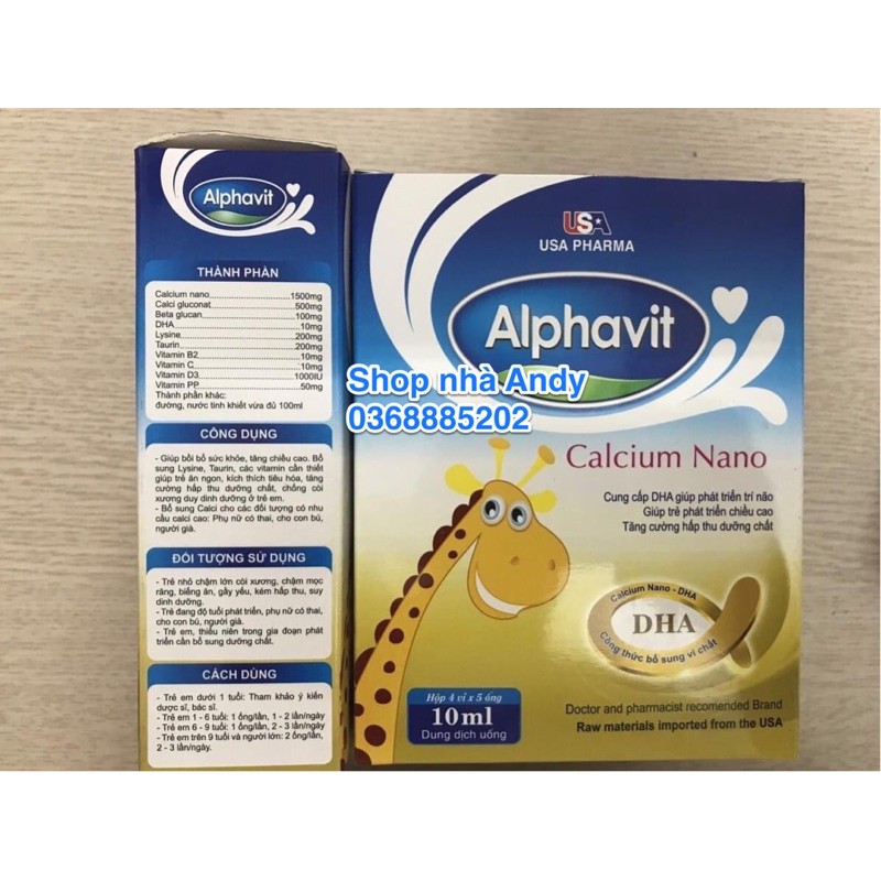 Alphavit Calcium Nano canxi bổ sung canxi cho bé giúp bé phát triển chống còi xương suy dinh dưỡng