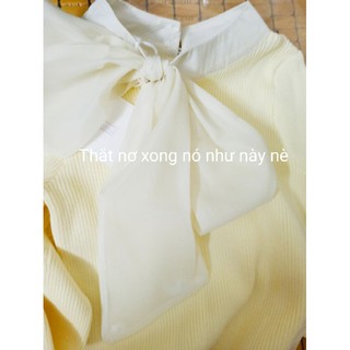 (SẴN) Áo len tay loe nơ cổ