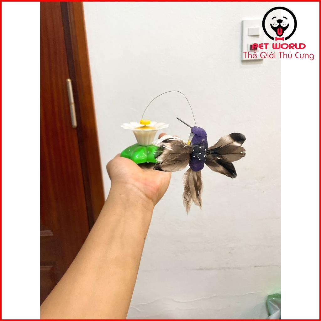 Đồ Chơi Tương Tác Có Đế Hình Hoa Gắn Chim Giả Thú Vị Cho Mèo Cưng Chạy Pin