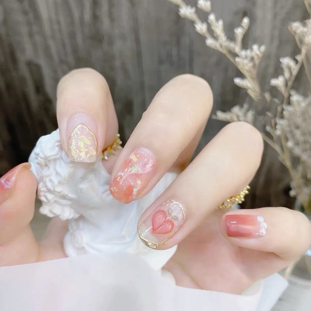 Phụ Kiện Trang Trí Móng Tay Hình Trái Tim 3D Màu Sắc Ngọt Ngào Phong Cách Nhật Bản
