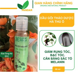 Dầu Gội Thảo Dược Hà Thủ Ô 2in1 Giảm Rụng Tóc Bạc Tóc Cocayhoala, size nhỏ, 50ml, DÙNG THỬ, PANDAR