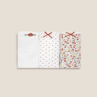 Set 3 quần lót nữ xuất dư Oysho, đồ lót nữ Oysho hàng hiệu mẫu hoa nền trắng