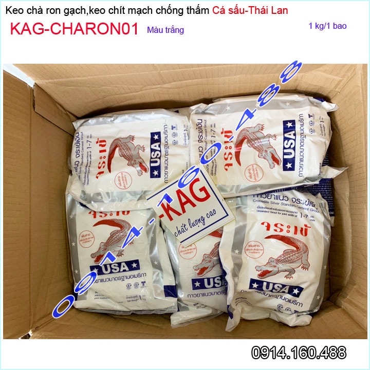 1Kg Keo chà ron Thái Lan trắng KAG-CHARON01, bột chít mạch Cá Sấu Thailand ron gạch chống thấm-chống rêu mốc chuyên dùng