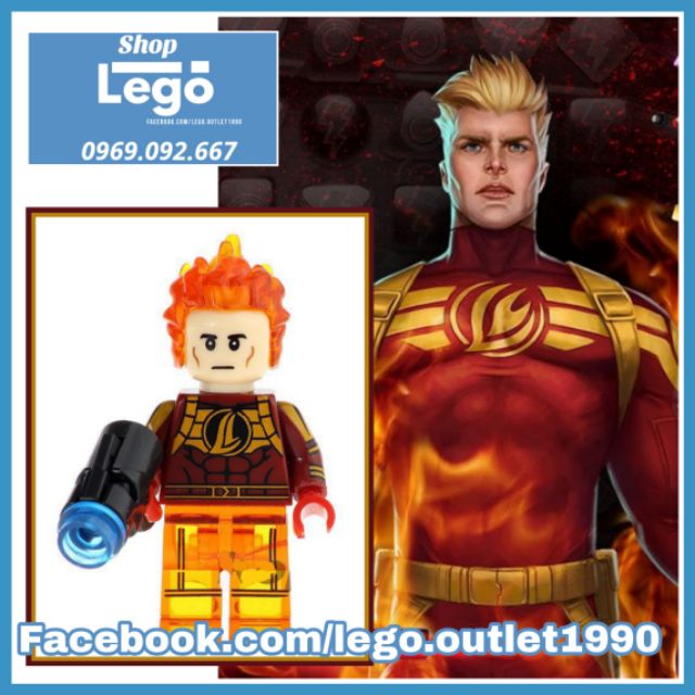 Xếp hình Human Torch Siêu anh hùng Puzzle Quest - Marvel Super War mới nhất 2020 Lego Minifigures Kopf KF8026 KF413