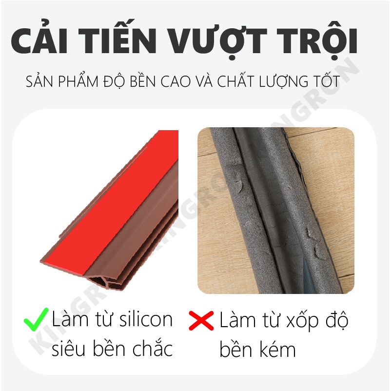 Thanh PVC tam giác chặn khe cửa thế hệ mới⭐ ron dán cửa KINGRON dài 1 mét, chống bụi, chống côn trùng RPVC
