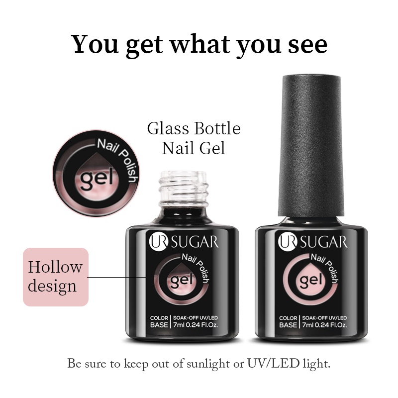 Lọ sơn móng tay UR SUGAR dạng thạch màu hồng sữa trắng LED UV 7ml