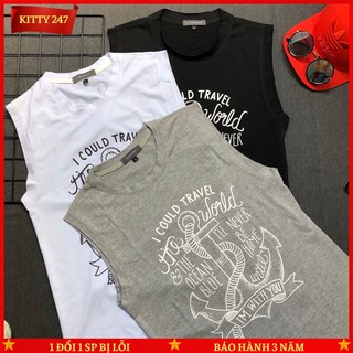 Áo Tank Top Nam KITTY247-AT02 Áo Thun Ba Lỗ Cotton In Hình Mỏ Neo Cực Ngầu - 3 Màu