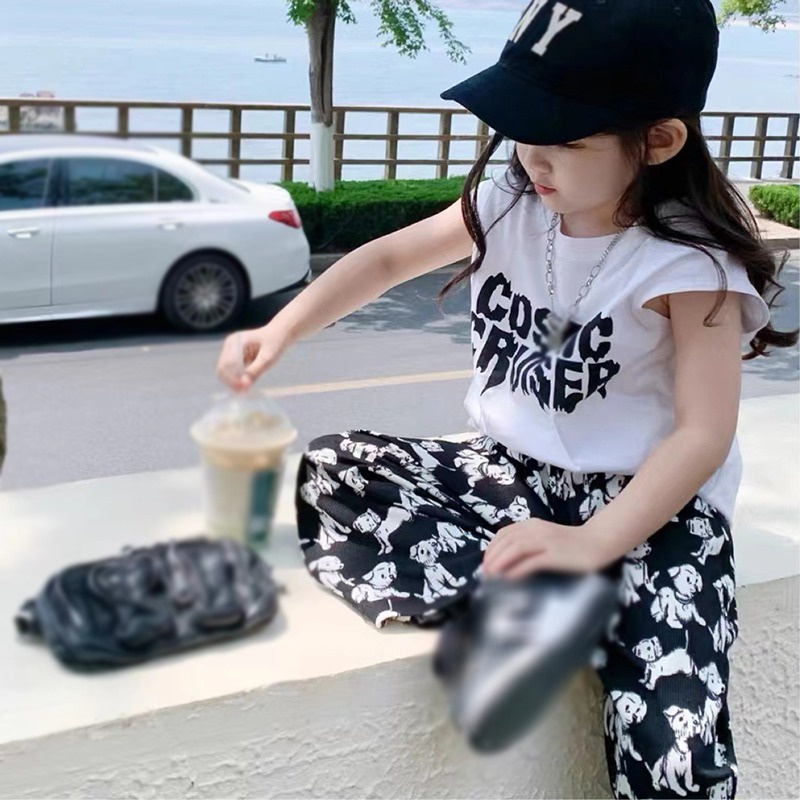 Se7en Bộ Quần Áo Mùa Hè Không Tay In Chữ Giản Dị Phong Cách Hàn Quốc Dành Cho Bé Gái